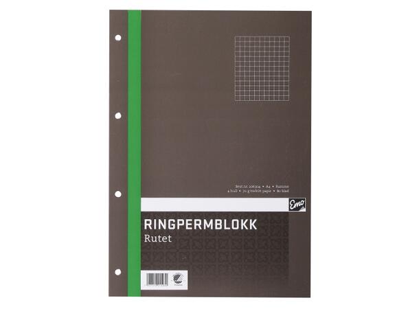 Ringpermblokk A4 Rutet 80 blad Miljømerket 